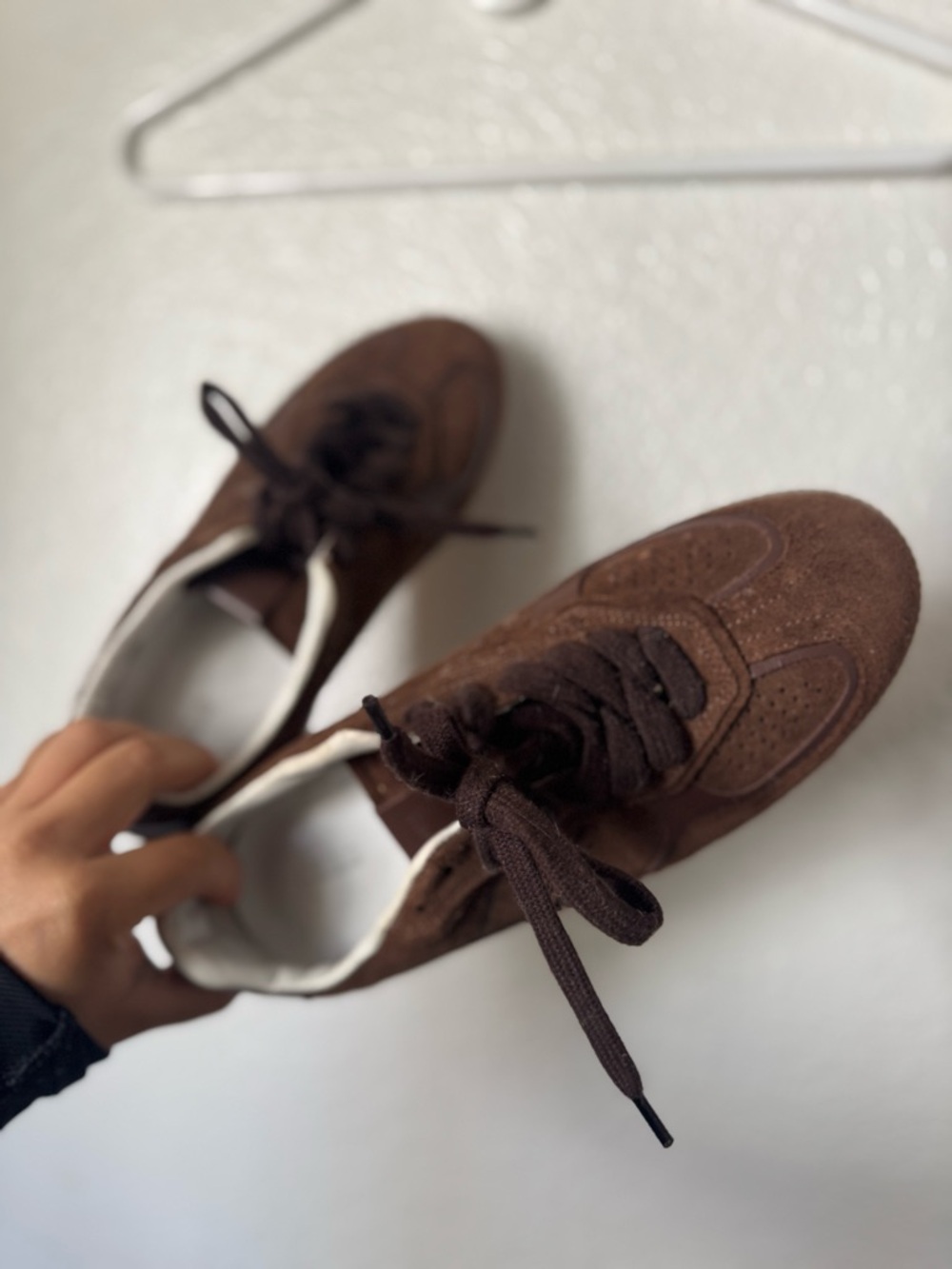 ALOHAS Brown Suede Lace-Up Sneakers